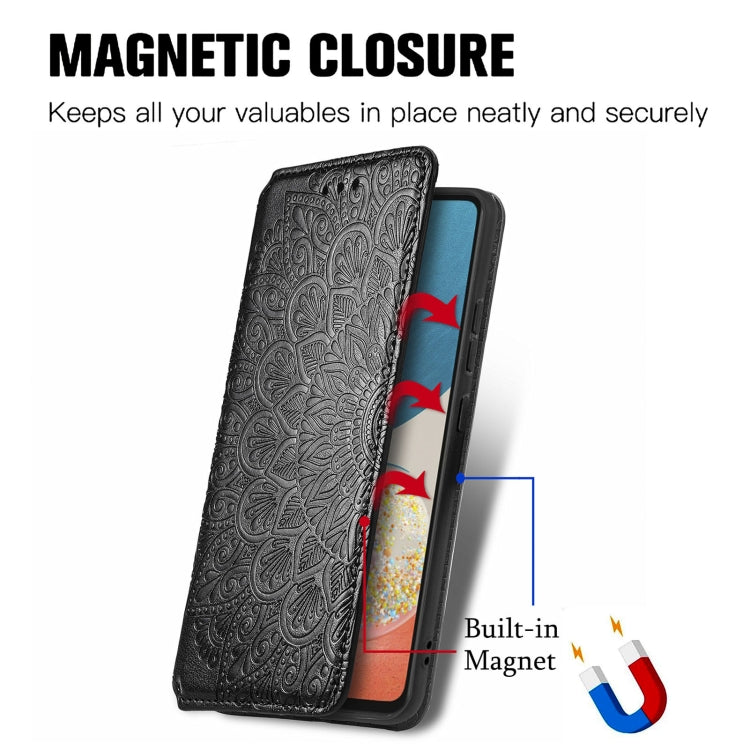 For Samsung Galaxy A73 5G Blooming Mandala Embossed Magnetic Leather Phone Case