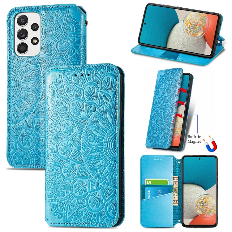 For Samsung Galaxy A73 5G Blooming Mandala Embossed Magnetic Leather Phone Case