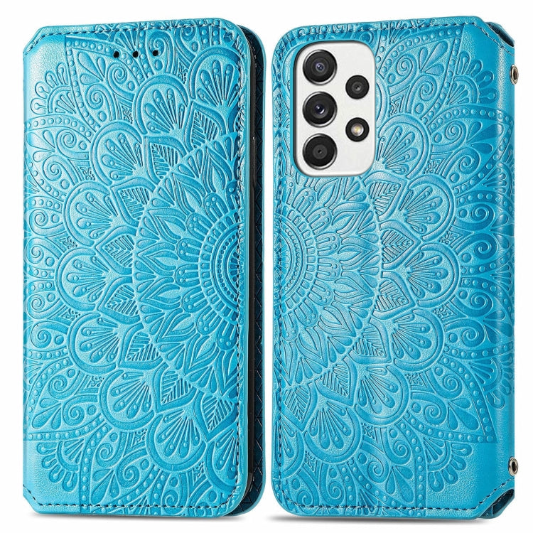 For Samsung Galaxy A73 5G Blooming Mandala Embossed Magnetic Leather Phone Case