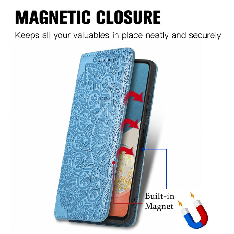 For Samsung Galaxy A73 5G Blooming Mandala Embossed Magnetic Leather Phone Case