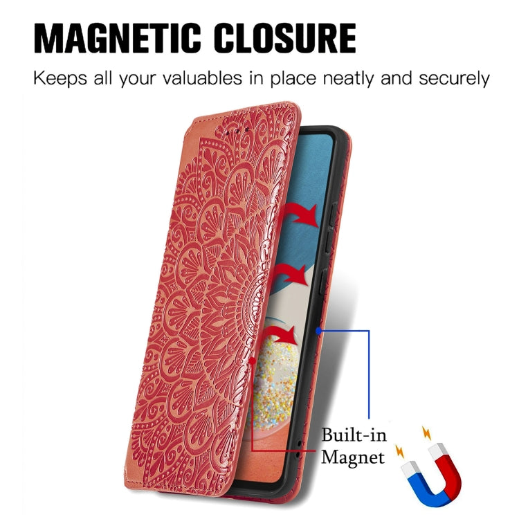 For Samsung Galaxy A73 5G Blooming Mandala Embossed Magnetic Leather Phone Case