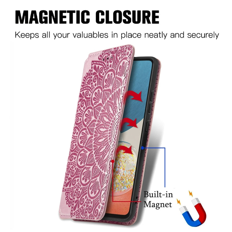 For Samsung Galaxy A73 5G Blooming Mandala Embossed Magnetic Leather Phone Case