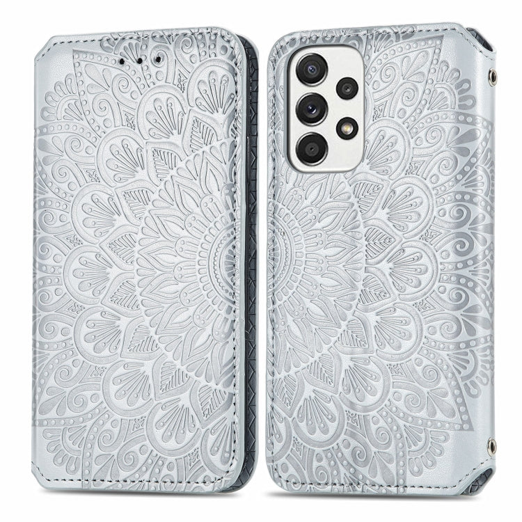 For Samsung Galaxy A73 5G Blooming Mandala Embossed Magnetic Leather Phone Case