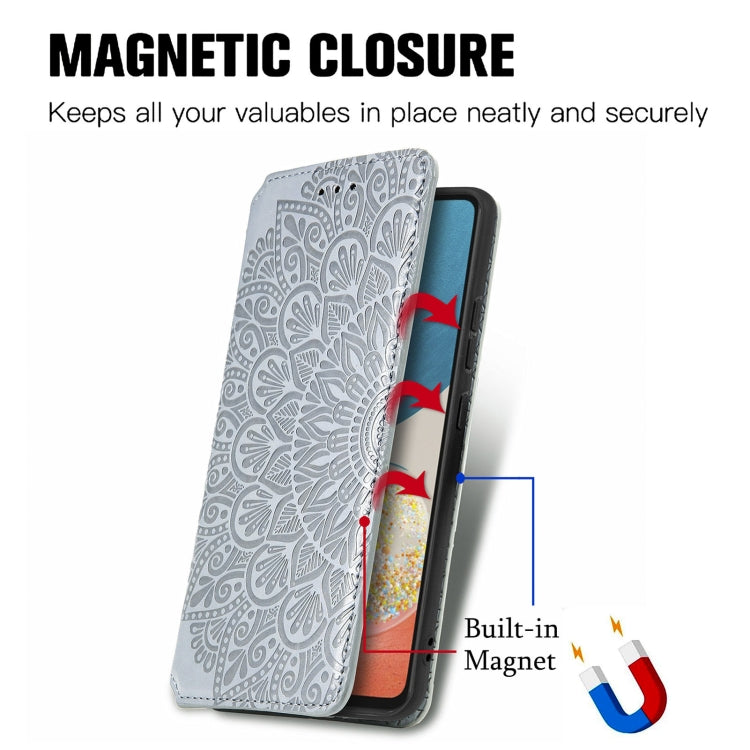 For Samsung Galaxy A73 5G Blooming Mandala Embossed Magnetic Leather Phone Case