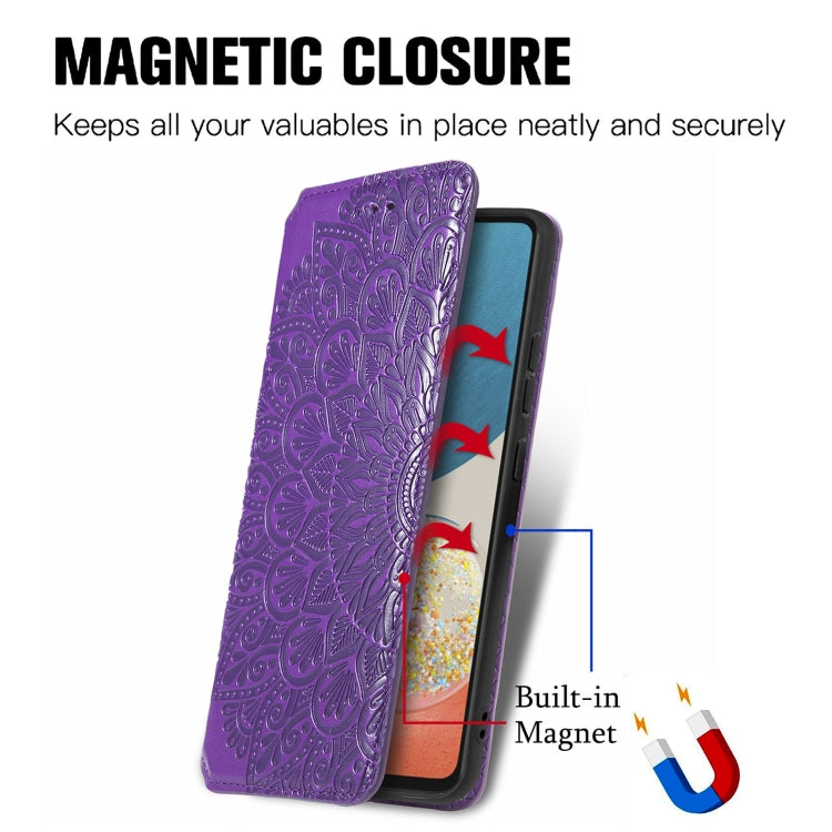 For Samsung Galaxy A73 5G Blooming Mandala Embossed Magnetic Leather Phone Case