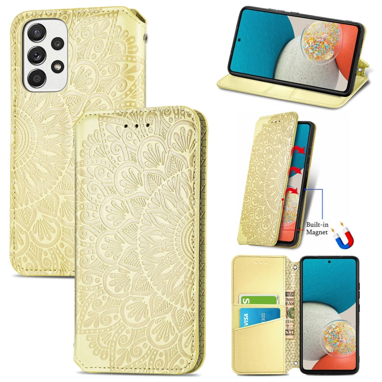 For Samsung Galaxy A73 5G Blooming Mandala Embossed Magnetic Leather Phone Case