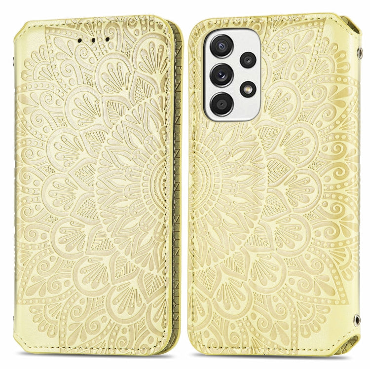 For Samsung Galaxy A73 5G Blooming Mandala Embossed Magnetic Leather Phone Case
