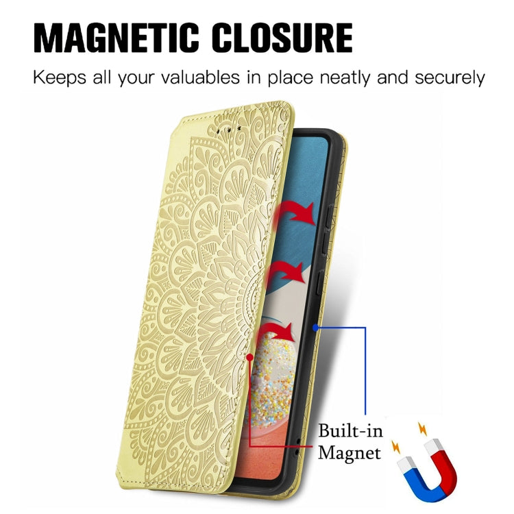 For Samsung Galaxy A73 5G Blooming Mandala Embossed Magnetic Leather Phone Case