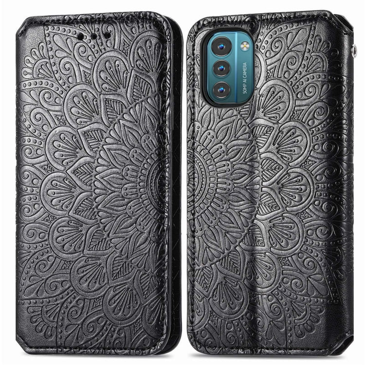 For Nokia G21 Blooming Mandala Embossed Magnetic Leather Phone Case