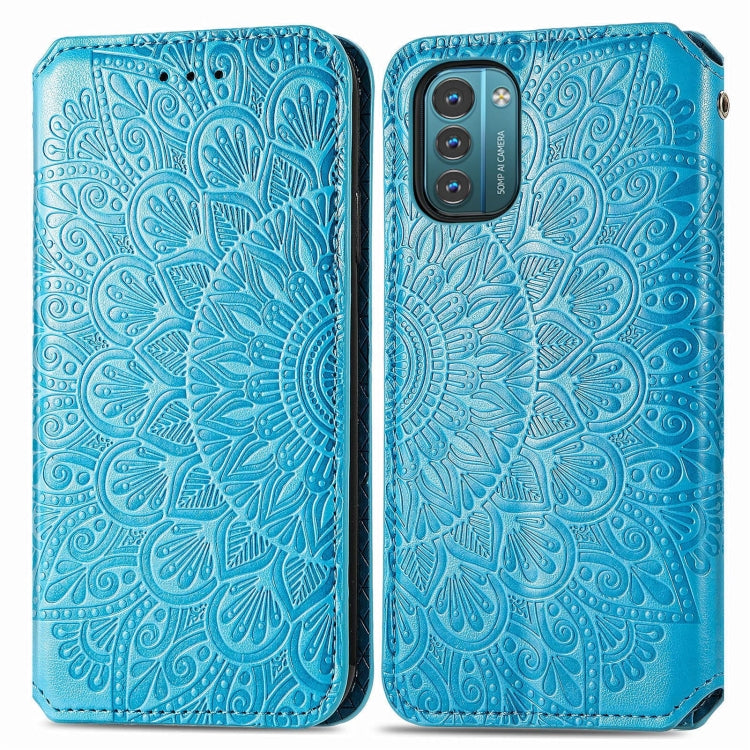 For Nokia G21 Blooming Mandala Embossed Magnetic Leather Phone Case