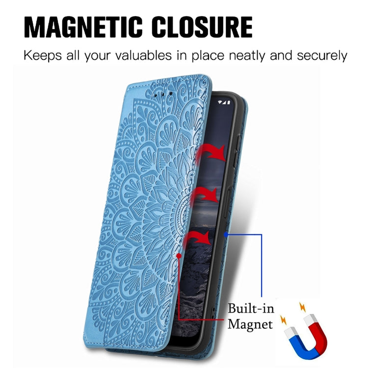For Nokia G21 Blooming Mandala Embossed Magnetic Leather Phone Case