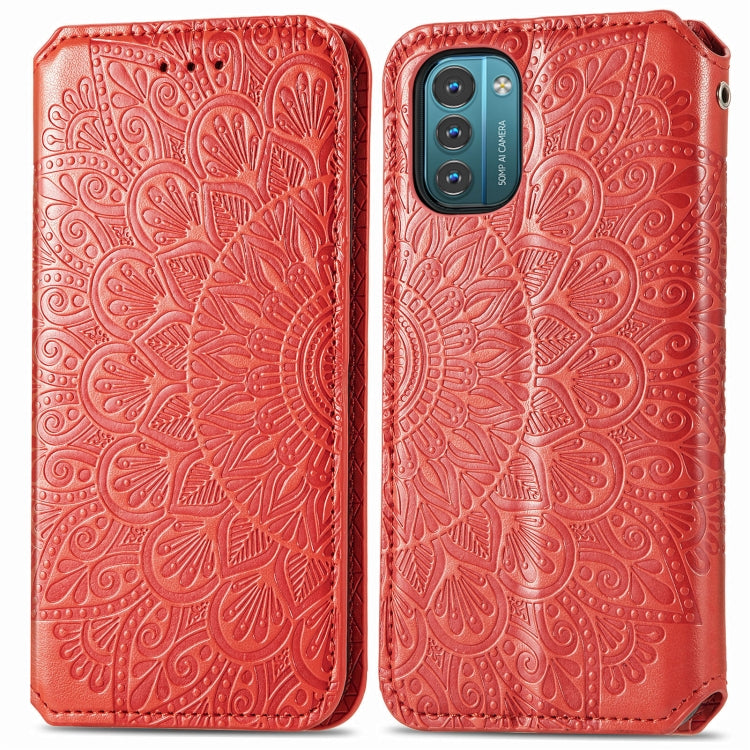 For Nokia G21 Blooming Mandala Embossed Magnetic Leather Phone Case