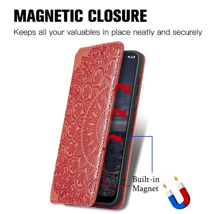 For Nokia G21 Blooming Mandala Embossed Magnetic Leather Phone Case