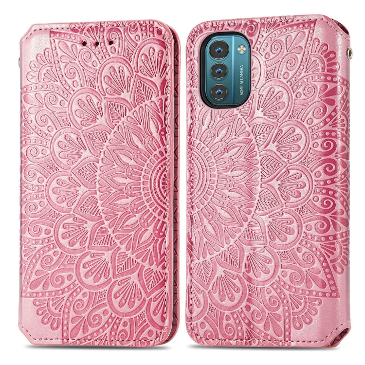 For Nokia G21 Blooming Mandala Embossed Magnetic Leather Phone Case