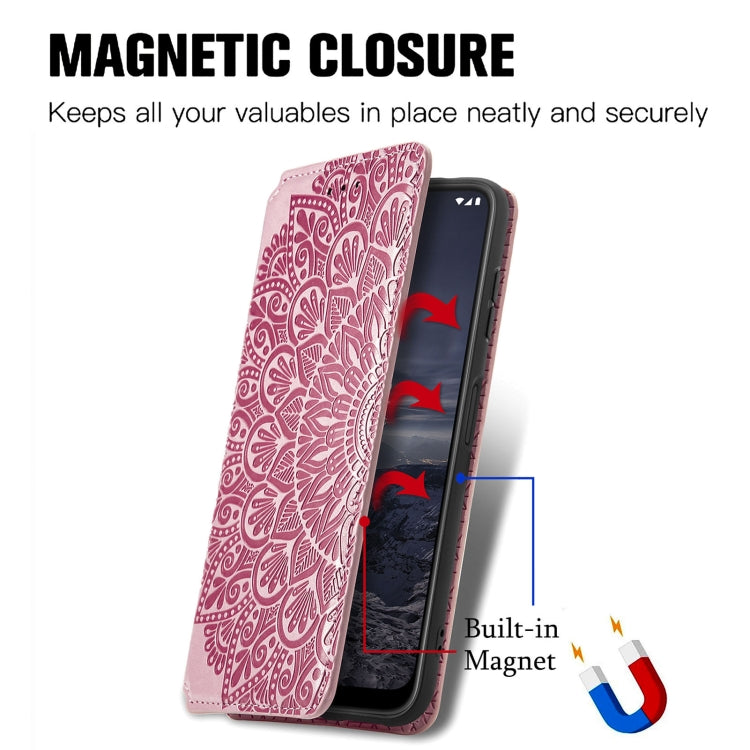 For Nokia G21 Blooming Mandala Embossed Magnetic Leather Phone Case