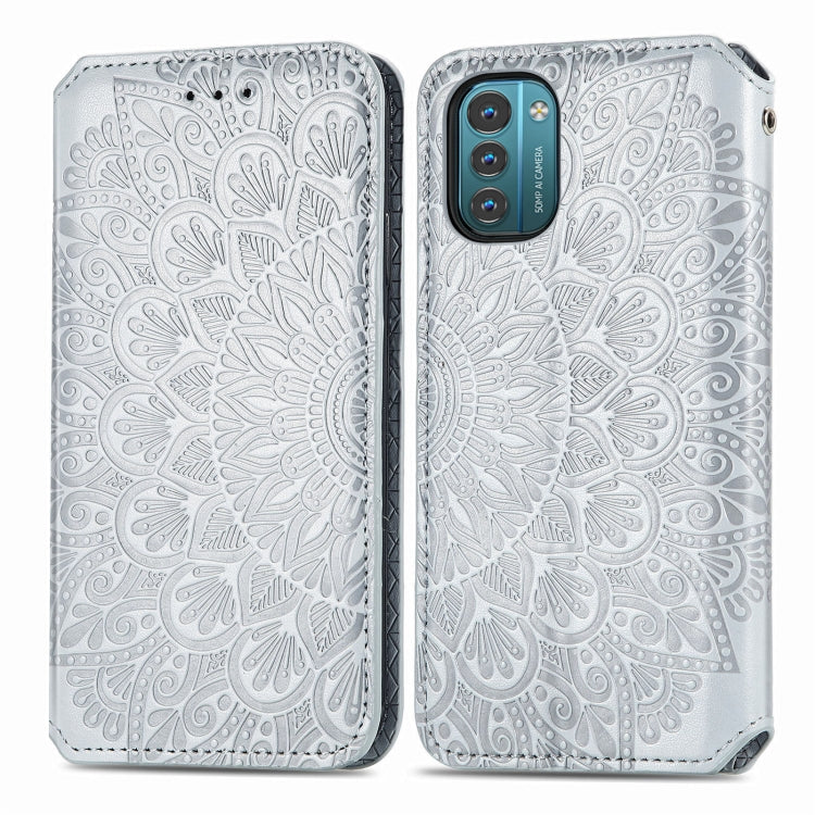 For Nokia G21 Blooming Mandala Embossed Magnetic Leather Phone Case