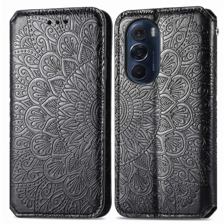 For Motorola Edge X30 Blooming Mandala Embossed Magnetic Leather Phone Case