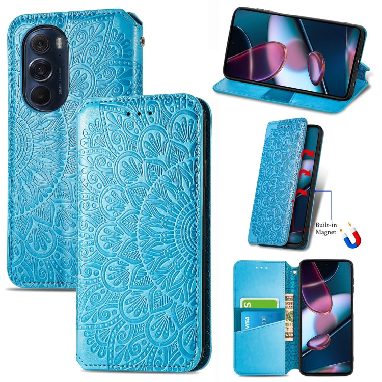 For Motorola Edge X30 Blooming Mandala Embossed Magnetic Leather Phone Case