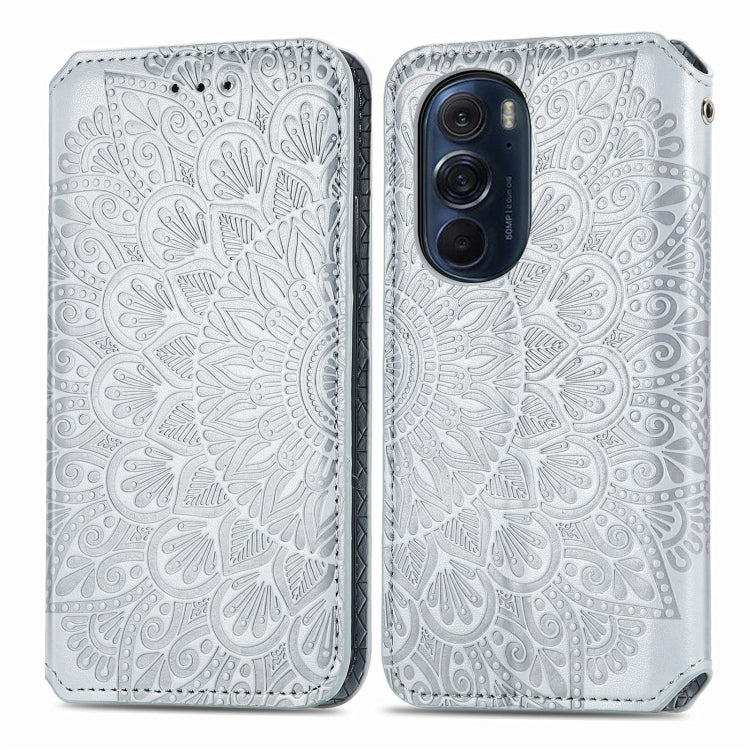 For Motorola Edge X30 Blooming Mandala Embossed Magnetic Leather Phone Case
