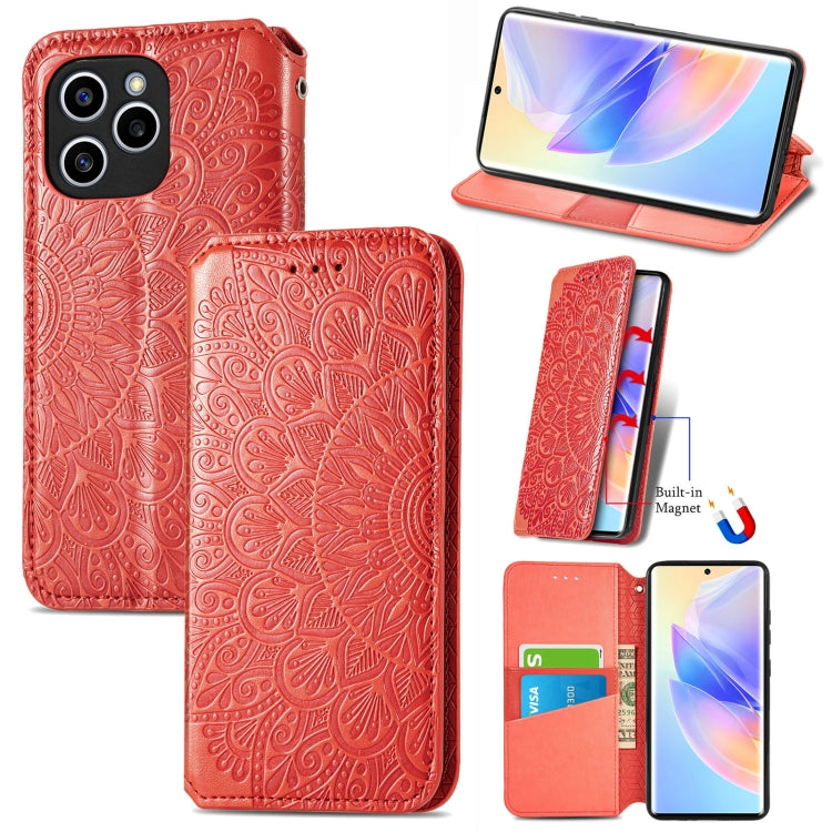 For Honor 60 SE Blooming Mandala Embossed Magnetic Leather Phone Case
