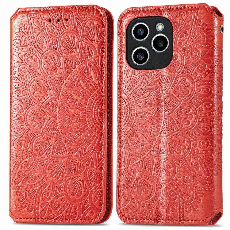 For Honor 60 SE Blooming Mandala Embossed Magnetic Leather Phone Case