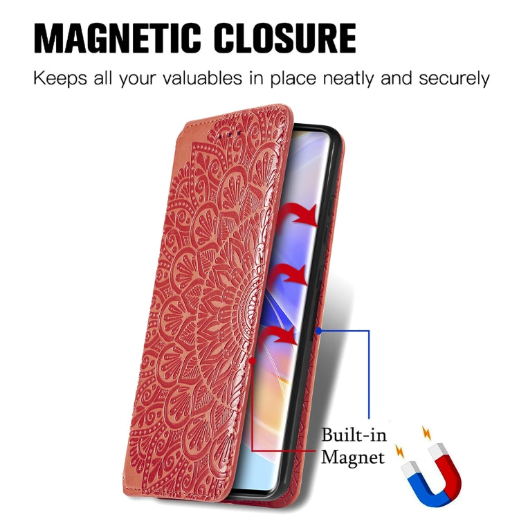 For Honor 60 SE Blooming Mandala Embossed Magnetic Leather Phone Case