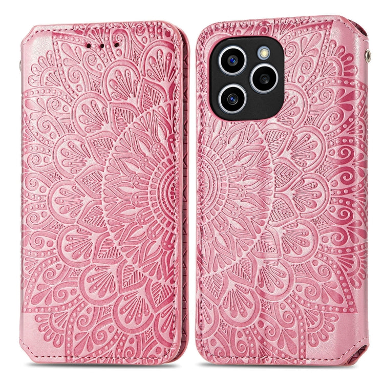 For Honor 60 SE Blooming Mandala Embossed Magnetic Leather Phone Case