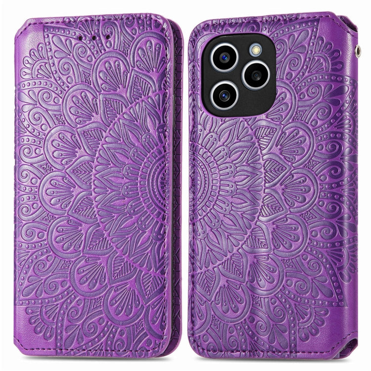 For Honor 60 SE Blooming Mandala Embossed Magnetic Leather Phone Case