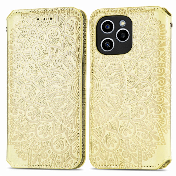 For Honor 60 SE Blooming Mandala Embossed Magnetic Leather Phone Case
