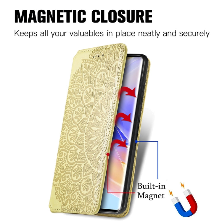 For Honor 60 SE Blooming Mandala Embossed Magnetic Leather Phone Case