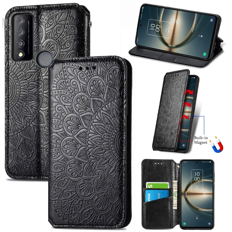For TCL 30 V 5G Blooming Mandala Embossed Magnetic Leather Phone Case