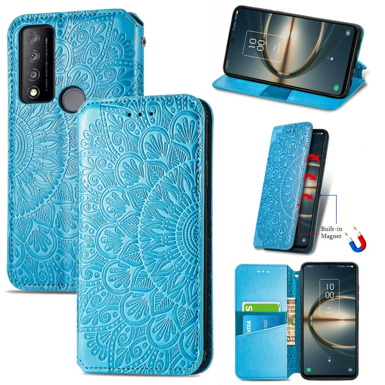For TCL 30 V 5G Blooming Mandala Embossed Magnetic Leather Phone Case