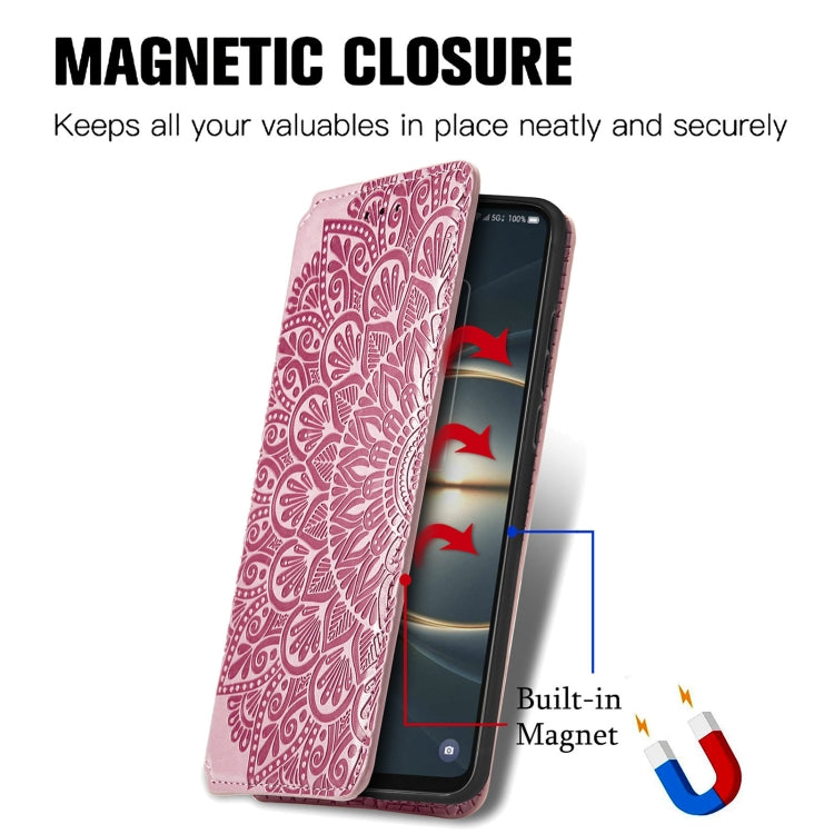 For TCL 30 V 5G Blooming Mandala Embossed Magnetic Leather Phone Case