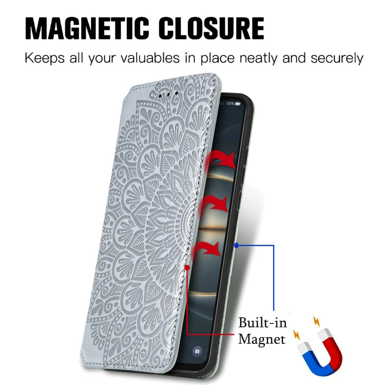 For TCL 30 V 5G Blooming Mandala Embossed Magnetic Leather Phone Case