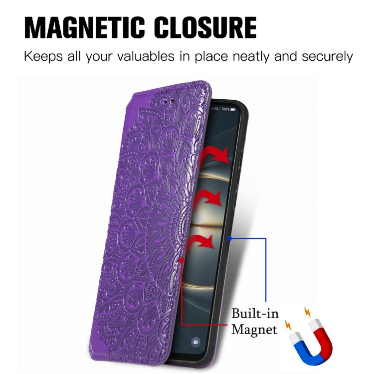 For TCL 30 V 5G Blooming Mandala Embossed Magnetic Leather Phone Case