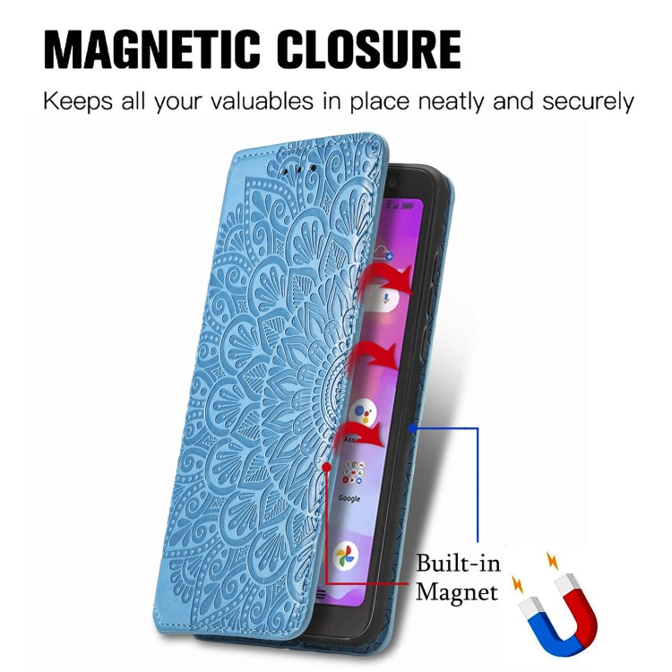 For TCL A509DL / A3 Blooming Mandala Embossed Magnetic Leather Phone Case