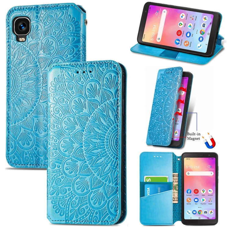 For TCL A509DL / A3 Blooming Mandala Embossed Magnetic Leather Phone Case