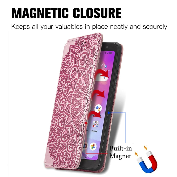 For TCL A509DL / A3 Blooming Mandala Embossed Magnetic Leather Phone Case