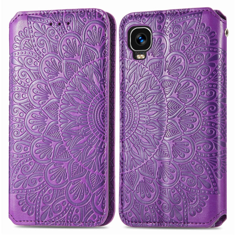 For TCL A509DL / A3 Blooming Mandala Embossed Magnetic Leather Phone Case