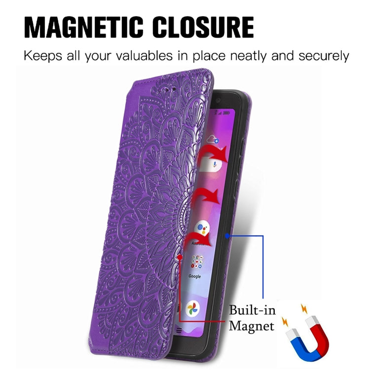 For TCL A509DL / A3 Blooming Mandala Embossed Magnetic Leather Phone Case