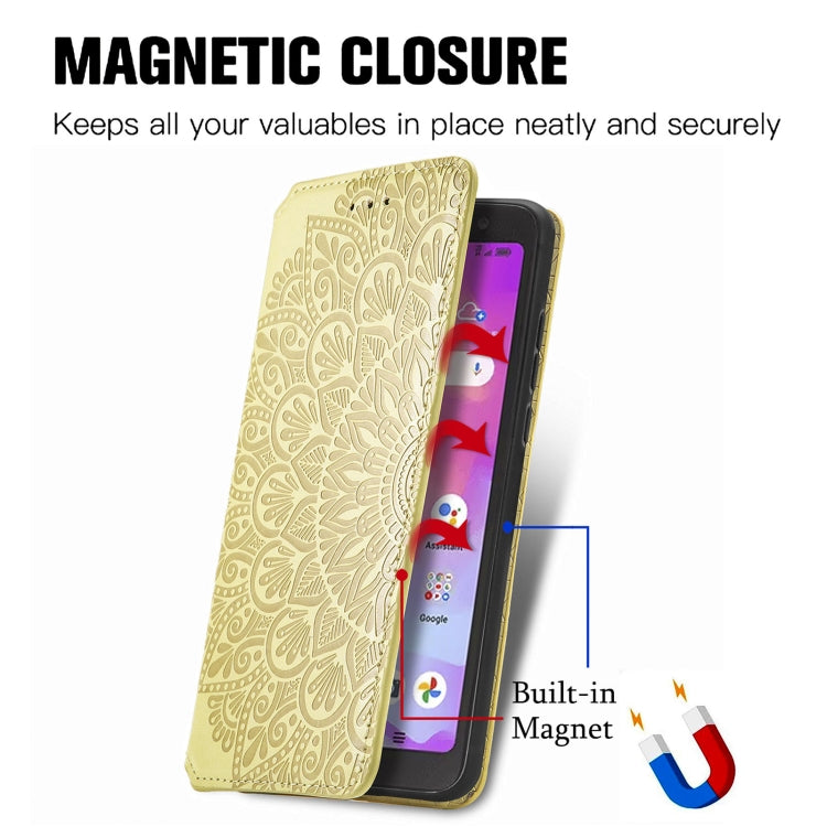 For TCL A509DL / A3 Blooming Mandala Embossed Magnetic Leather Phone Case