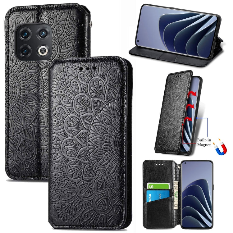 For OnePlus 10 Pro Blooming Mandala Embossed Magnetic Leather Phone Case