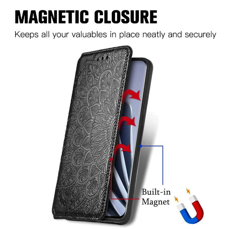 For OnePlus 10 Pro Blooming Mandala Embossed Magnetic Leather Phone Case