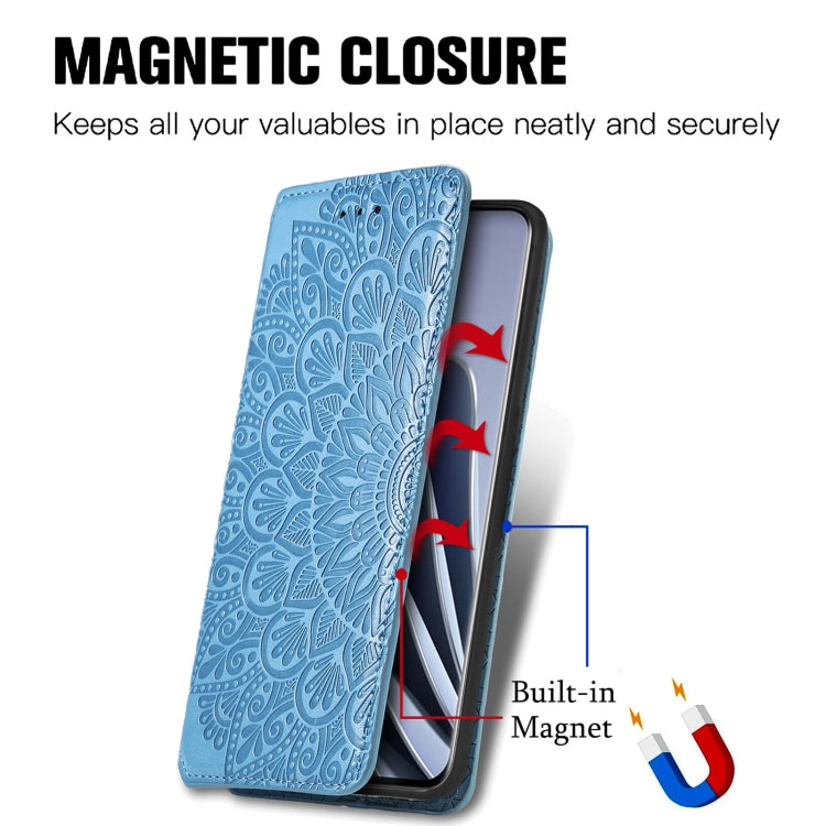 For OnePlus 10 Pro Blooming Mandala Embossed Magnetic Leather Phone Case