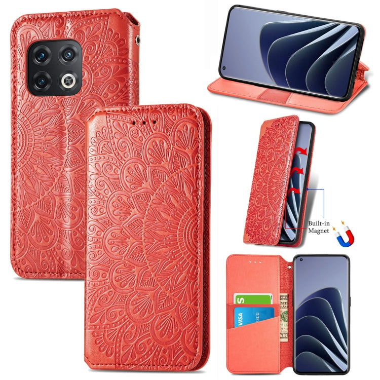 For OnePlus 10 Pro Blooming Mandala Embossed Magnetic Leather Phone Case