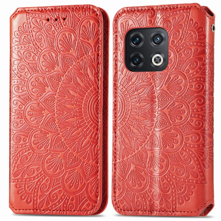For OnePlus 10 Pro Blooming Mandala Embossed Magnetic Leather Phone Case