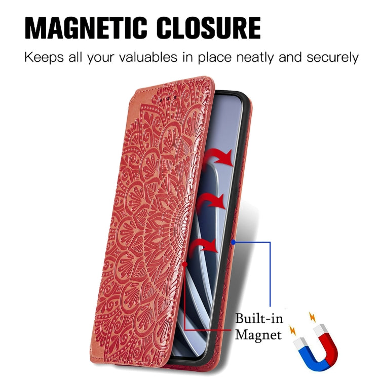 For OnePlus 10 Pro Blooming Mandala Embossed Magnetic Leather Phone Case