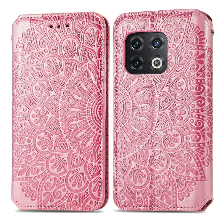 For OnePlus 10 Pro Blooming Mandala Embossed Magnetic Leather Phone Case