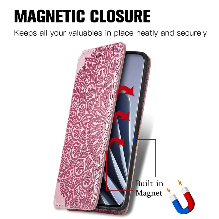 For OnePlus 10 Pro Blooming Mandala Embossed Magnetic Leather Phone Case