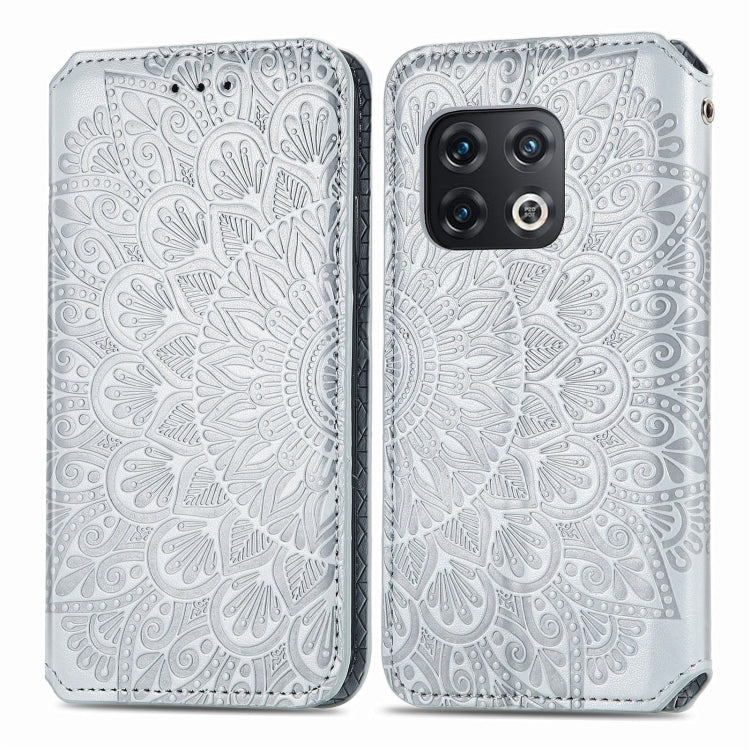 For OnePlus 10 Pro Blooming Mandala Embossed Magnetic Leather Phone Case